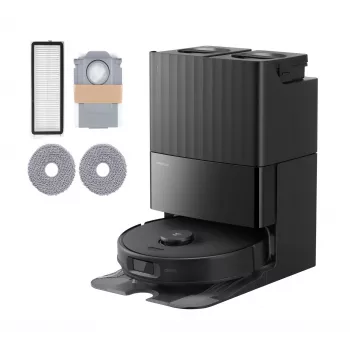 Aspirador robô Roborock Qrevo Edge 5V1 — sem saco, depósito de pó de 0,325 L, base de 2,7 L, Li-Ion 5200 mAh, 190 min de autonomia, 60,4 dB, preto