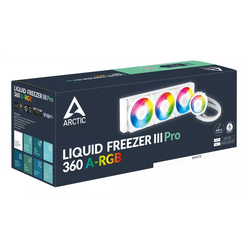 ARCTIC Liquid Freezer III Pro 360 A-RGB (branco) - Cooler líquido all-in-one multicompatível para CPU com A-RGB