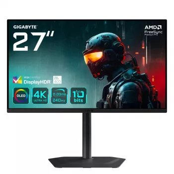 Monitor gaming GIGABYTE MO27U2 OLED 4K UHD - 3840 x 2160, 240Hz, 0,03ms, 1000 cd/m², Display HDR True Black 400, HDMI 2.1, DisplayPort 1.4