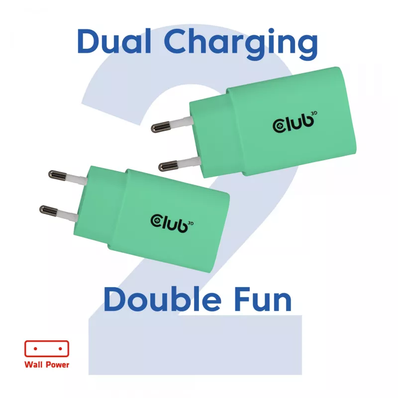 Carregador USB-C pack de 2 30W da club 3d — dois adaptadores de alimentação USB-C de 30W