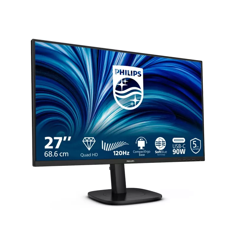 Monitor Philips 3000 series 27B2U3601/00 68,6 cm (27 polegadas) 2560 x 1440 píxeis Quad HD LCD preto