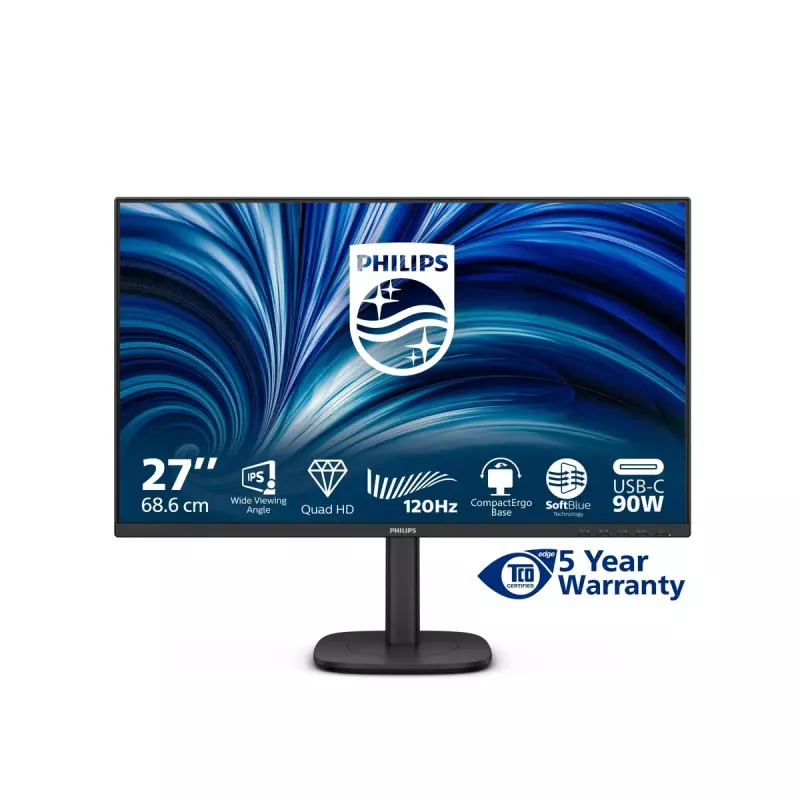 Monitor Philips 3000 series 27B2U3601/00 68,6 cm (27 polegadas) 2560 x 1440 píxeis Quad HD LCD preto