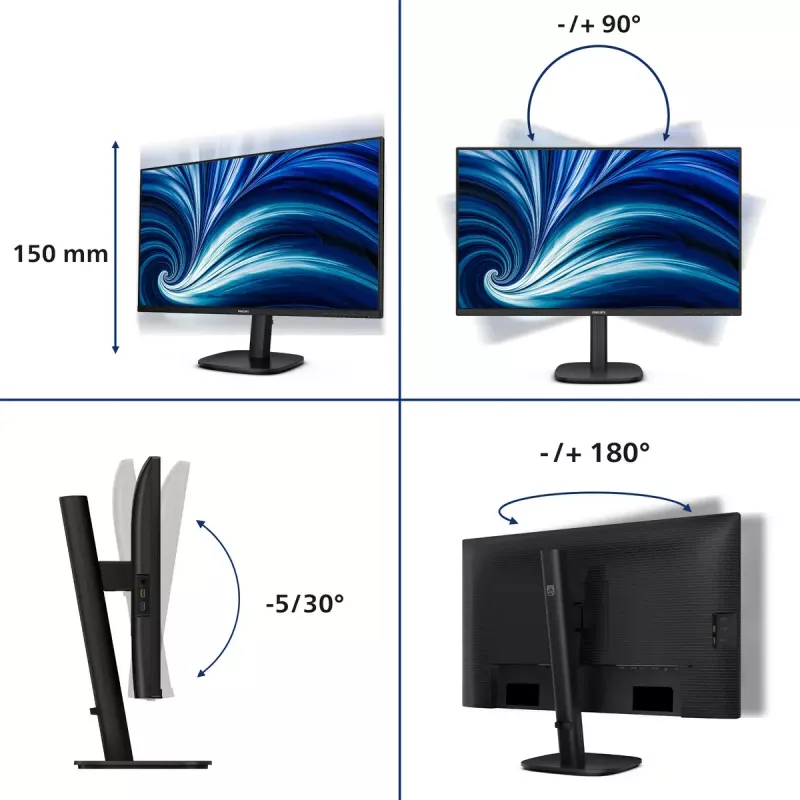 Monitor Philips 3000 series 27B2U3601/00 68,6 cm (27 polegadas) 2560 x 1440 píxeis Quad HD LCD preto