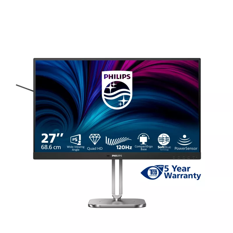 Monitor Philips 4000 series 27B2N4500/00 68,6 cm (27 polegadas) 2560 x 1440 píxeis Quad HD LCD cinzento