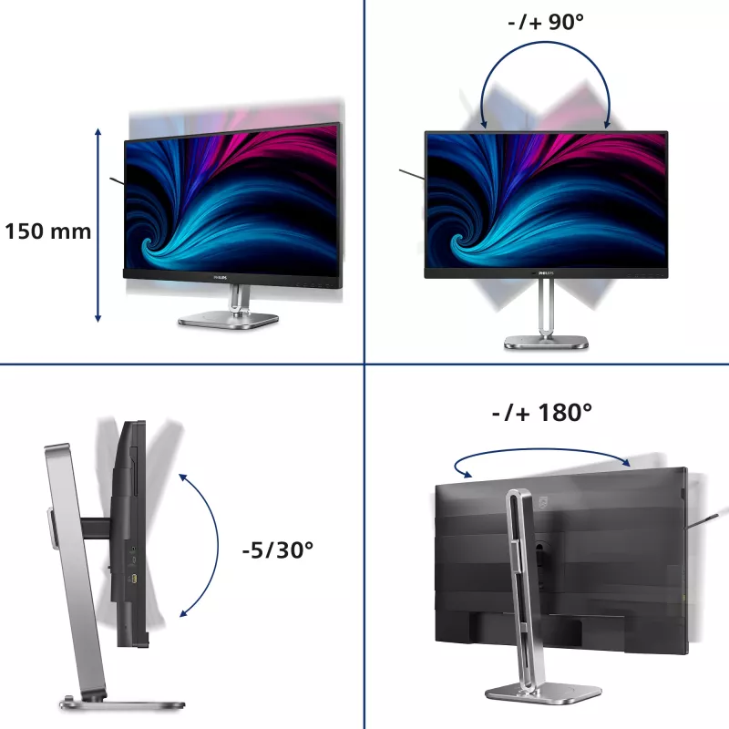 Monitor Philips 4000 series 27B2N4500/00 68,6 cm (27 polegadas) 2560 x 1440 píxeis Quad HD LCD cinzento