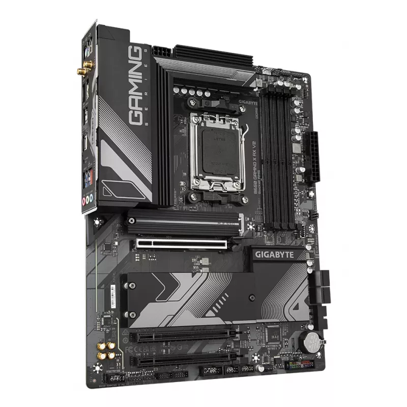 Placa-mãe GIGABYTE B650 GAMING X AX V2 - CPUs AMD Ryzen 9000 Series, VRM 8+2+2 fases, até 8000MHz DDR5 (OC), 1xPCIe 5.0 + 2xPCIe 4.0 M.2, 2.5GbE LAN, WIFI 6E, USB 3.2 Gen 2