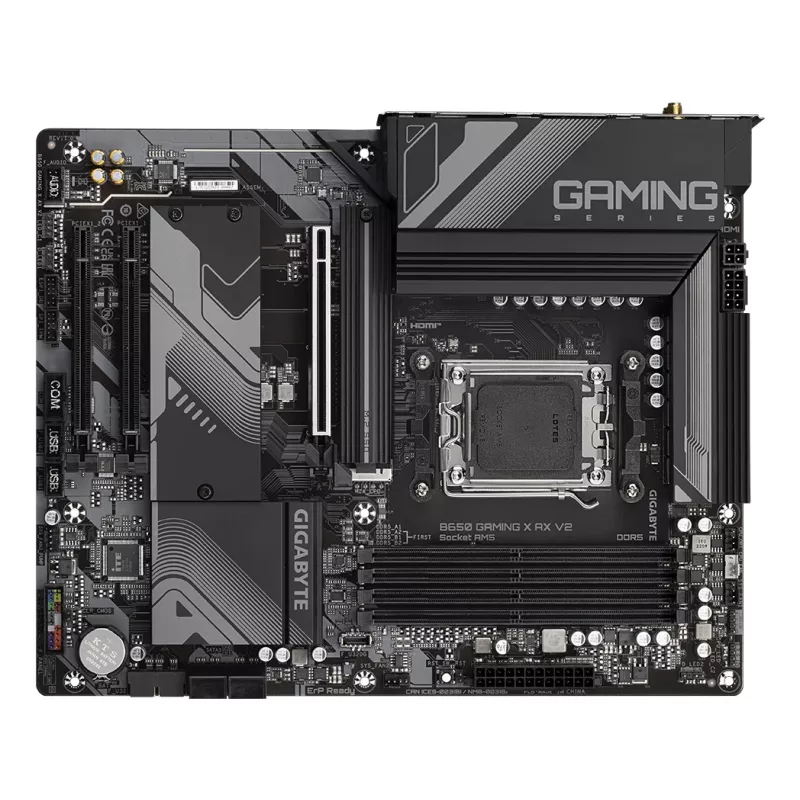 Placa-mãe GIGABYTE B650 GAMING X AX V2 - CPUs AMD Ryzen 9000 Series, VRM 8+2+2 fases, até 8000MHz DDR5 (OC), 1xPCIe 5.0 + 2xPCIe 4.0 M.2, 2.5GbE LAN, WIFI 6E, USB 3.2 Gen 2