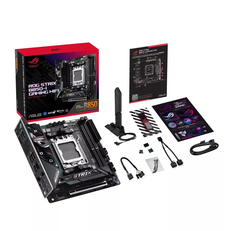 Motherboard ASUS ROG STRIX B850-I GAMING WIFI, AMD B850, Socket AM5, mini ITX, 2x DDR5, Wi-Fi 7, 2.5Gb LAN