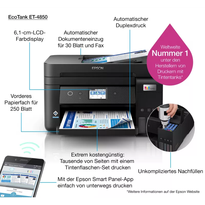 Epson EcoTank ET-4850 Jato de tinta A4 4800 x 1200 DPI 33 ppm Wi-Fi
