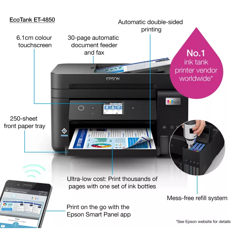 Epson EcoTank ET-4850 Jato de tinta A4 4800 x 1200 DPI 33 ppm Wi-Fi