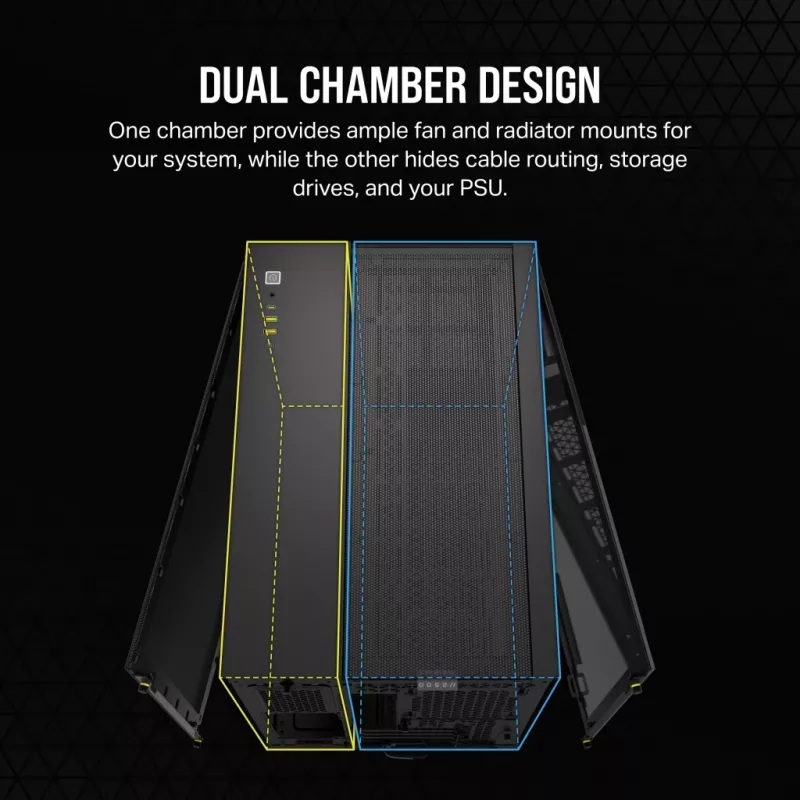 Caixa de PC CORSAIR - Mid-Tower - 2500x Dual Chamber - preto