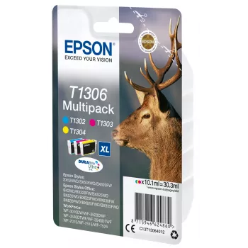 Epson Stag Multipack 3 cores T1306 tinta DURABrite Ultra, autonomia alta (XL), ciano, magenta, amarelo, tinta pigmentada, 10,1 ml, 1 unid., embalagem múltipla