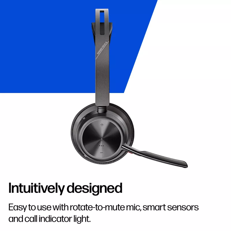 Headset HP Poly Voyager Focus 2 USB-C-C + adaptador USB-C/A + base de carregamento