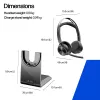 Headset HP Poly Voyager Focus 2 USB-C-C + adaptador USB-C/A + base de carregamento