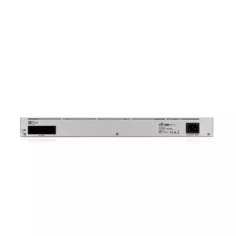 Switch gerido UBIQUITI USW-PRO-24-EU — 24× Gigabit RJ-45, 2× SFP+, L2/L3, montagem em rack, prateado