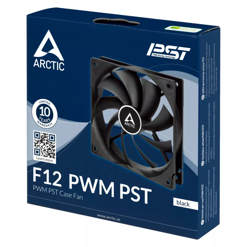 Ventoinha de caixa ARCTIC F12 PWM PST 120 mm, ventoinha, 12 cm, 230 U/min, 1350 U/min, 0,3 Sone, 90,1 m³/h