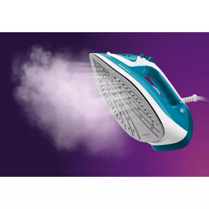 Ferro de engomar a vapor Philips DST3011/20 — 2100 W, base cerâmica, depósito 0,3 L, cabo 1,9 m, azul