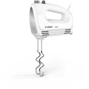 Batedeira manual Bosch MFQ24200 — 400 W, 4 velocidades, turbo, aço escovado/branco