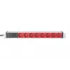 DIGITUS PDU de alumínio 1U, montável em rack, ficha 10A, 250VAC 50/60Hz, 8 tomadas CEE 7/7 vermelhas com proteção, ficha IEC C14