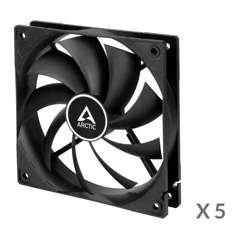 ARCTIC F12 ventoinha de caixa standard 120 mm, pack de 5, preta