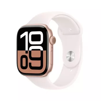 APPLE Watch Series 10 GPS 46mm caixa de alumínio rosa-ouro com bracelete desportiva Light Blush - M/L