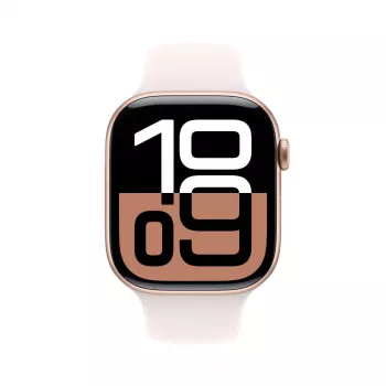 APPLE Watch Series 10 GPS 46mm caixa de alumínio rosa-ouro com bracelete desportiva Light Blush - M/L