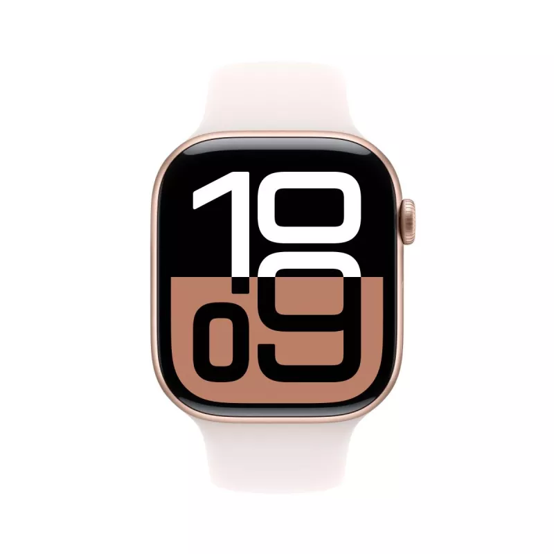 APPLE Watch Series 10 GPS 46mm caixa de alumínio rosa-ouro com bracelete desportiva Light Blush - M/L