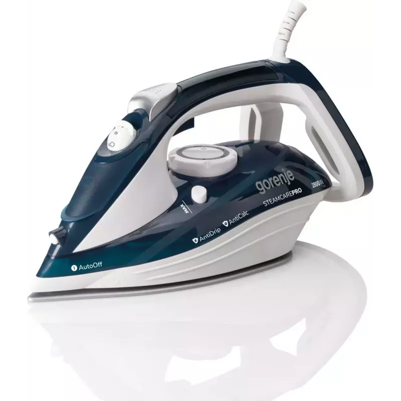 Ferro de engomar a vapor Gorenje SIH2800TQC com base cerâmica 2800 W azul