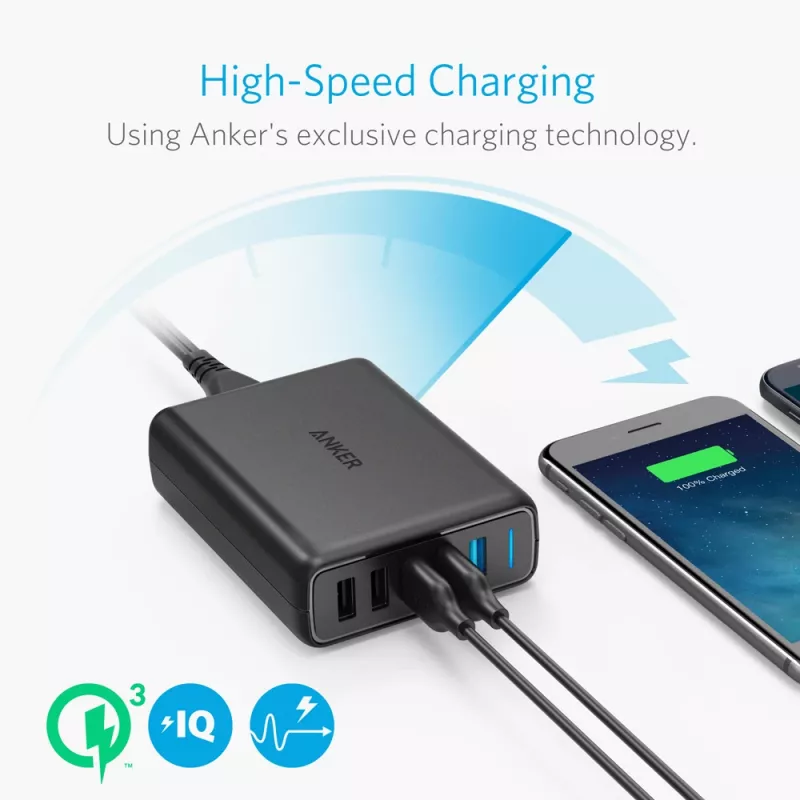 ANKER Powerport Speed 5 2x Quick Charge 3.0 Eu preto