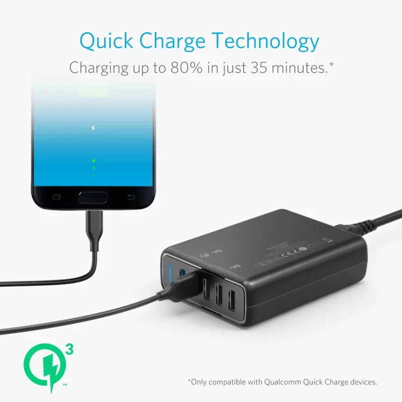 ANKER Powerport Speed 5 2x Quick Charge 3.0 Eu preto