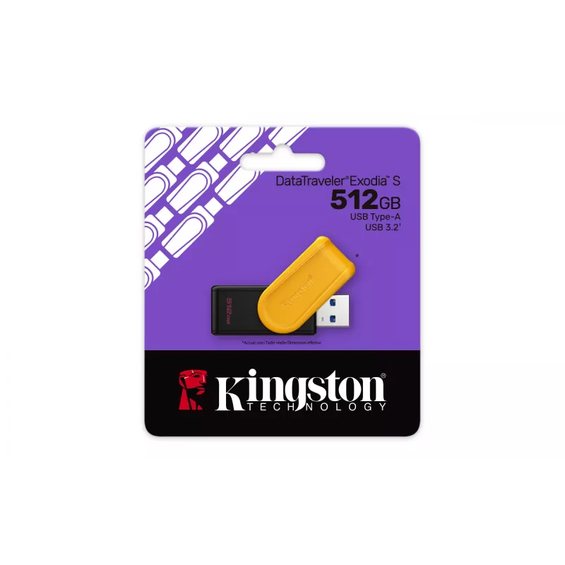 Kingston Technology DataTraveler 512GB Portátil USB 3.2 Gen 1 Exodia S (preto/amarelo)