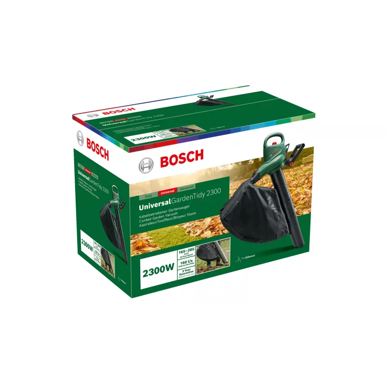 Bosch UniversalGardenTidy 2300 soprador de folhas / aspirador de jardim 06008B1002 – 2300 W, 185–285 km/h, 4,7 kg, verde/preto
