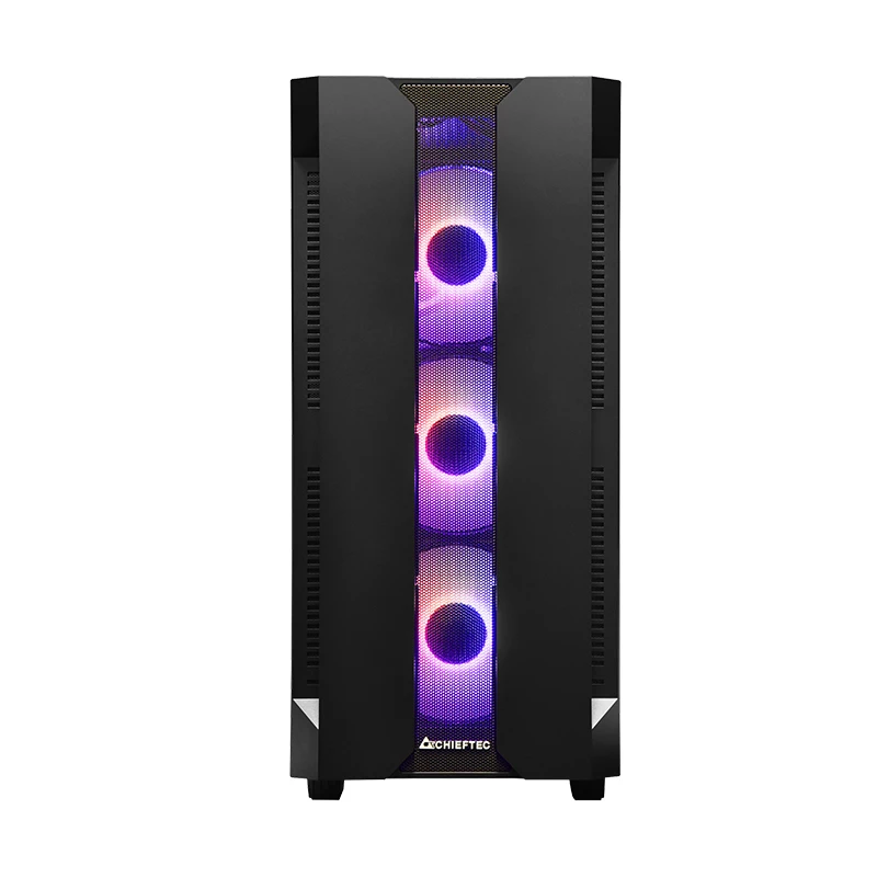 Caixa de PC CHIEFTEC GS-01B-OP torre preto – vidro temperado, ventoinha RGB, suporta ATX/Micro-ATX, GPU até 320 mm