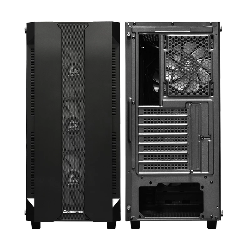 Caixa de PC CHIEFTEC GS-01B-OP torre preto – vidro temperado, ventoinha RGB, suporta ATX/Micro-ATX, GPU até 320 mm