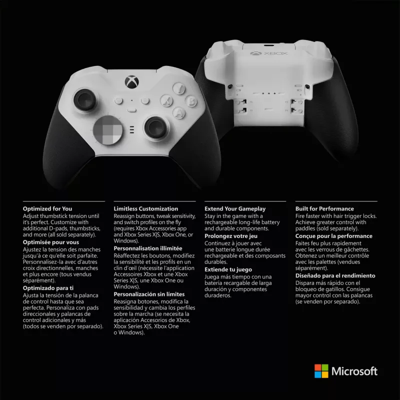 Comando Microsoft Xbox Elite Wireless Series 2 Core preto branco Bluetooth USB