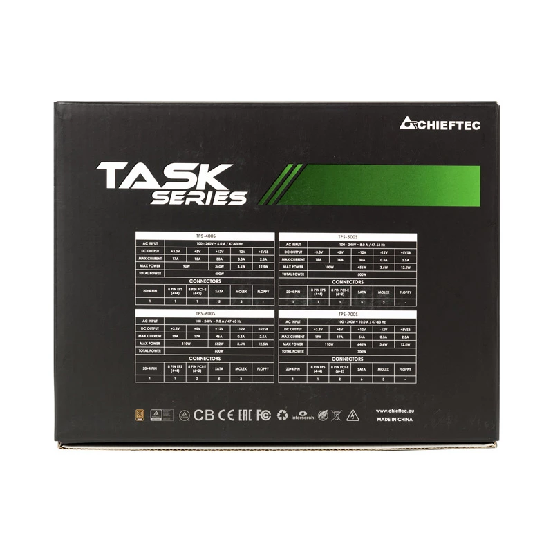 Chieftec Task TPS-700S Fonte de alimentação 700 W 20+4 pin ATX ATX preto