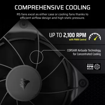 Ventoinha Corsair RS120 12 cm preto 420–2100 rpm 0,2–4,15 mmH2O