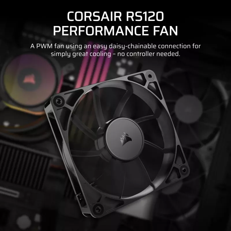 Corsair RS120 CO-9050188-WW ventoinha de caixa PWM, 120 mm, preta