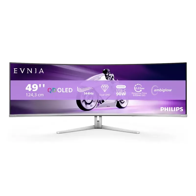 Philips Evnia 8000 49M2C8900L/00 Monitor de computador 124,2 cm (48,9 polegadas) 5120 x 1440 píxeis Dual QHD QD-OLED branco
