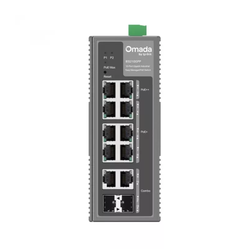 TP-Link Omada Switch Industrial Easy Managed 10 portas Gigabit com 6 portas PoE+ e 2 portas PoE++