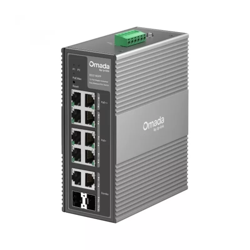 TP-Link Omada Switch Industrial Easy Managed 10 portas Gigabit com 6 portas PoE+ e 2 portas PoE++