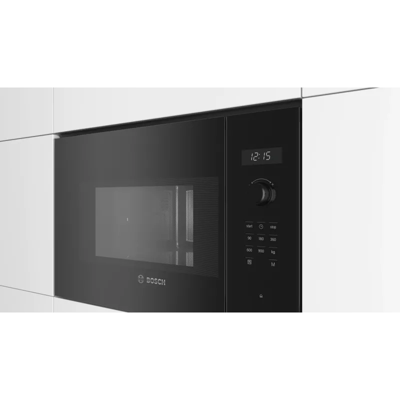 Micro-ondas de encastrar Bosch Serie 6 BFL554MB0 – 900 W, 25 L, controlo rotativo e tátil, preto