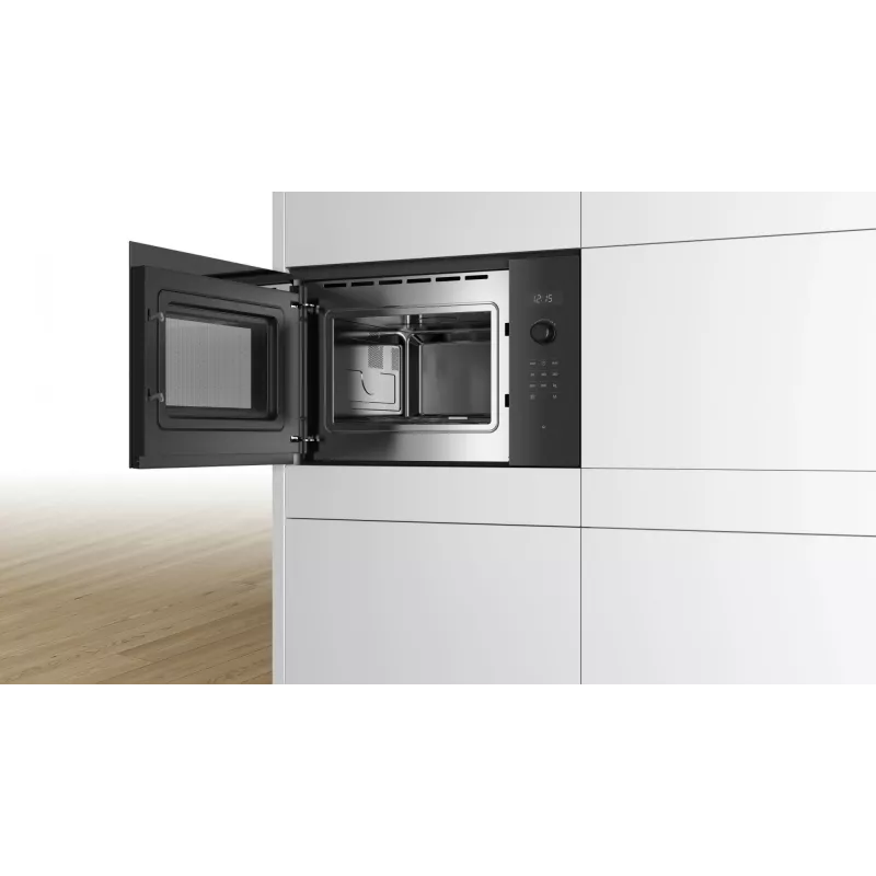 Micro-ondas de encastrar Bosch Serie 6 BFL554MB0 – 900 W, 25 L, controlo rotativo e tátil, preto