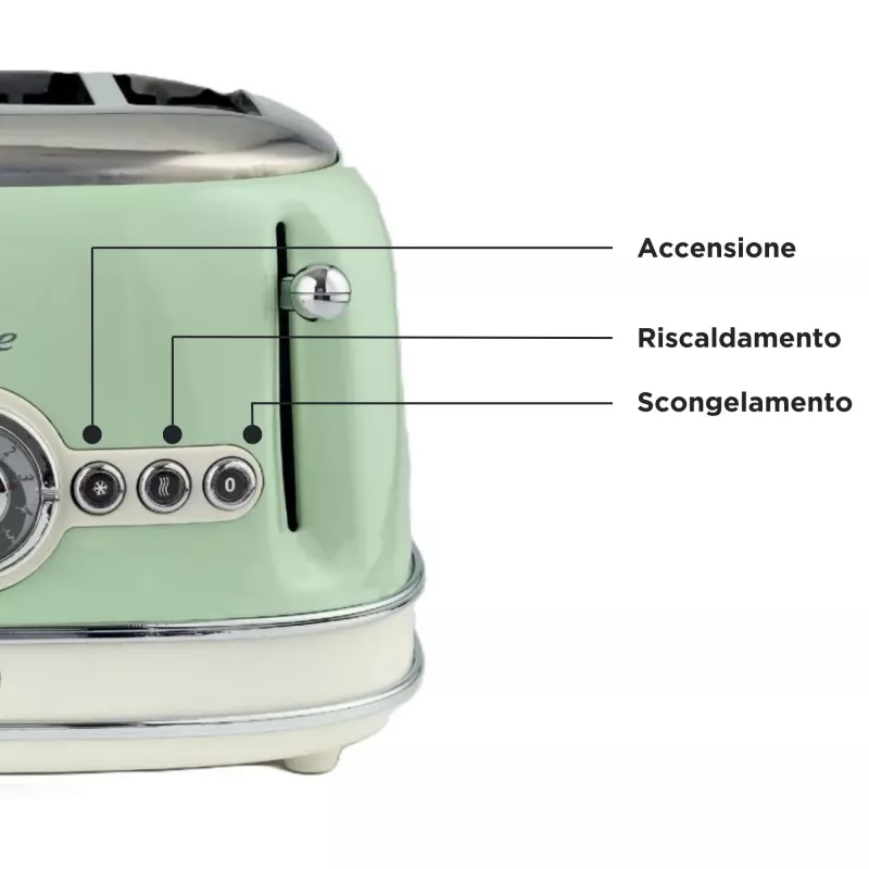 Ariete Vintage 156 torradeira de 4 fatias, 1600 W, verde-claro