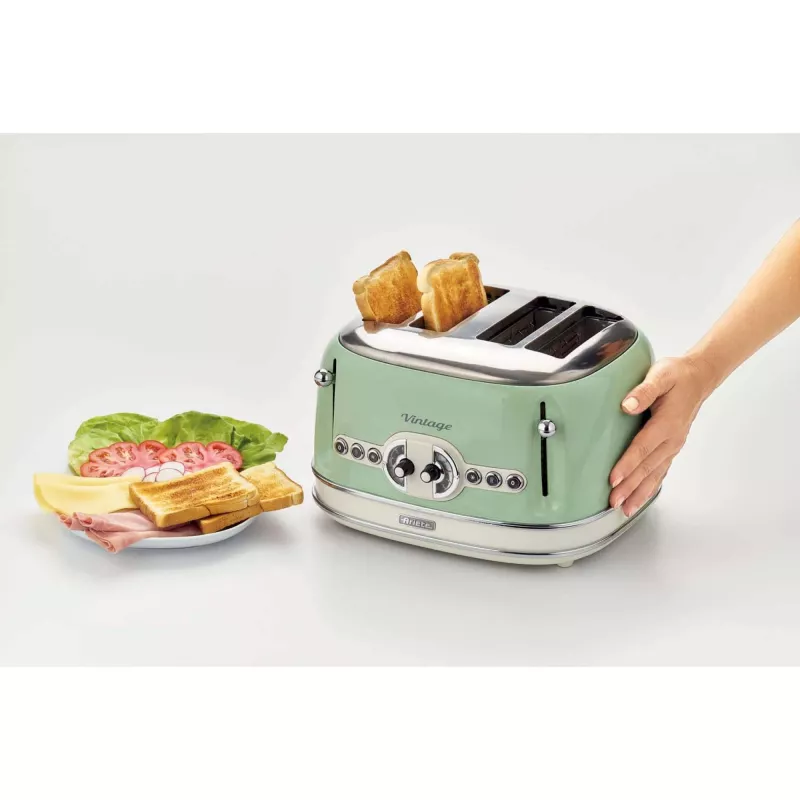Ariete Vintage 156 torradeira de 4 fatias, 1600 W, verde-claro