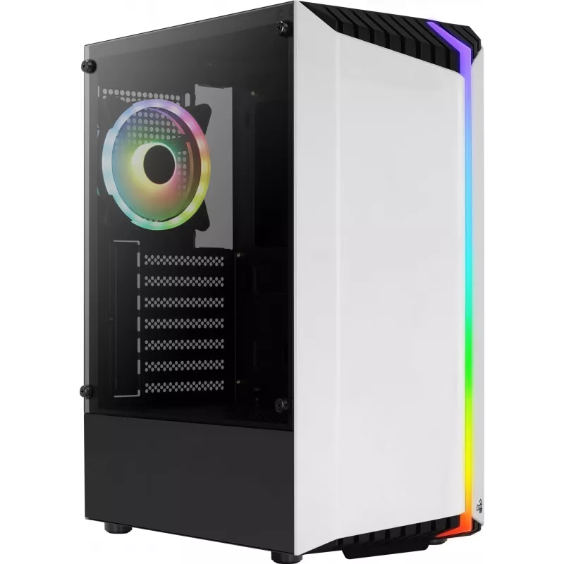 Aerocool Bionic V2 caixa de PC Midi Tower, ATX / micro ATX / Mini-ITX, vidro temperado, RGB, branca
