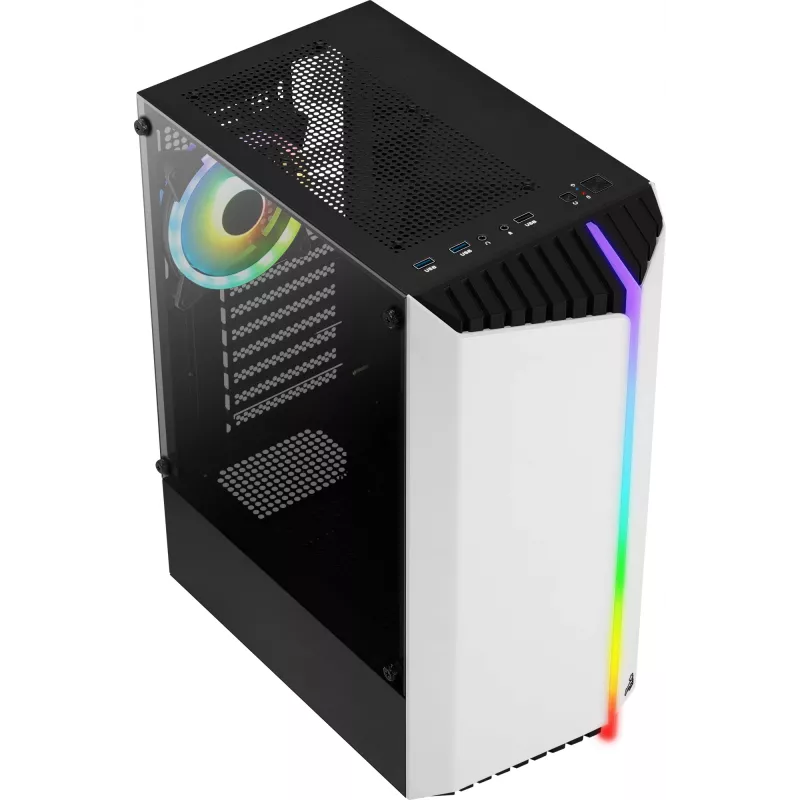 Aerocool Bionic V2 caixa de PC Midi Tower, ATX / micro ATX / Mini-ITX, vidro temperado, RGB, branca