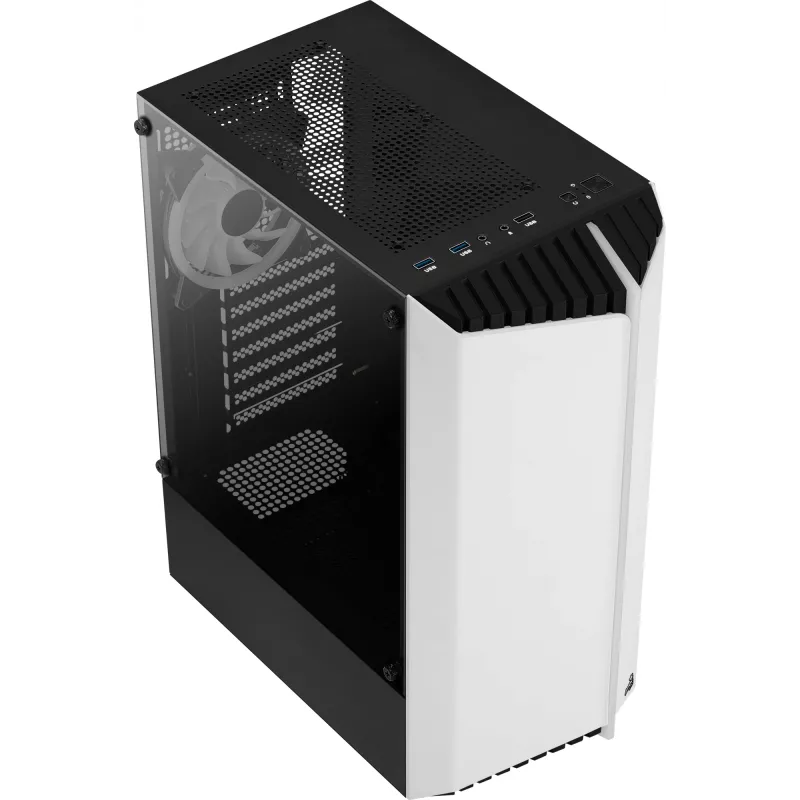 Aerocool Bionic V2 caixa de PC Midi Tower, ATX / micro ATX / Mini-ITX, vidro temperado, RGB, branca