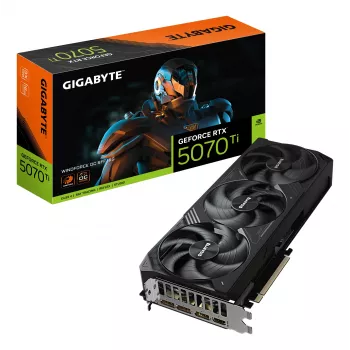 Placa gráfica GIGABYTE GeForce RTX 5070 Ti WINDFORCE OC SFF 16G - 16GB GDDR7, 256bit, PCI-E 5.0, 2497 MHz frequência do núcleo, 3 x DP 2.1a, 1 x HDMI 2.1b, NVIDIA DLSS 4, GV-N507TWF3OC-16GD