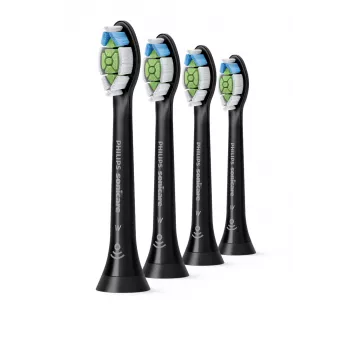 Cabeças de escova Philips HX6064/88 Optimal White — 4 unid., preto, cerdas médias, 62.000 movimentos/min